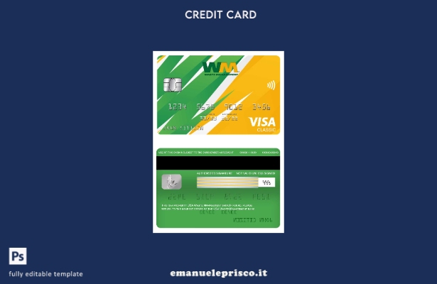 modello di carta classico per visto bancario USA Waste Management in stile verif